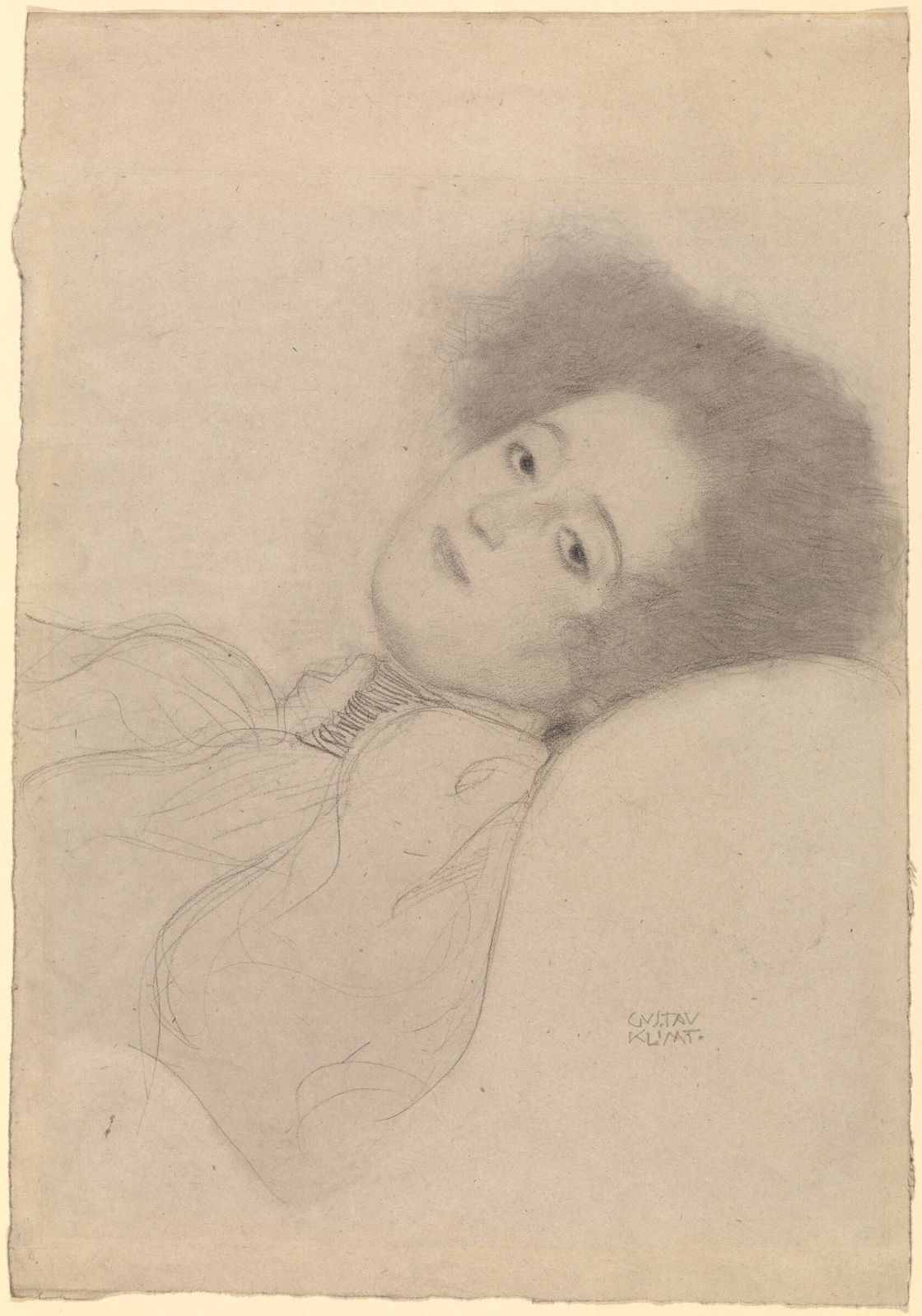 Portrait of a Young Woman Reclining by Gustav Klimt