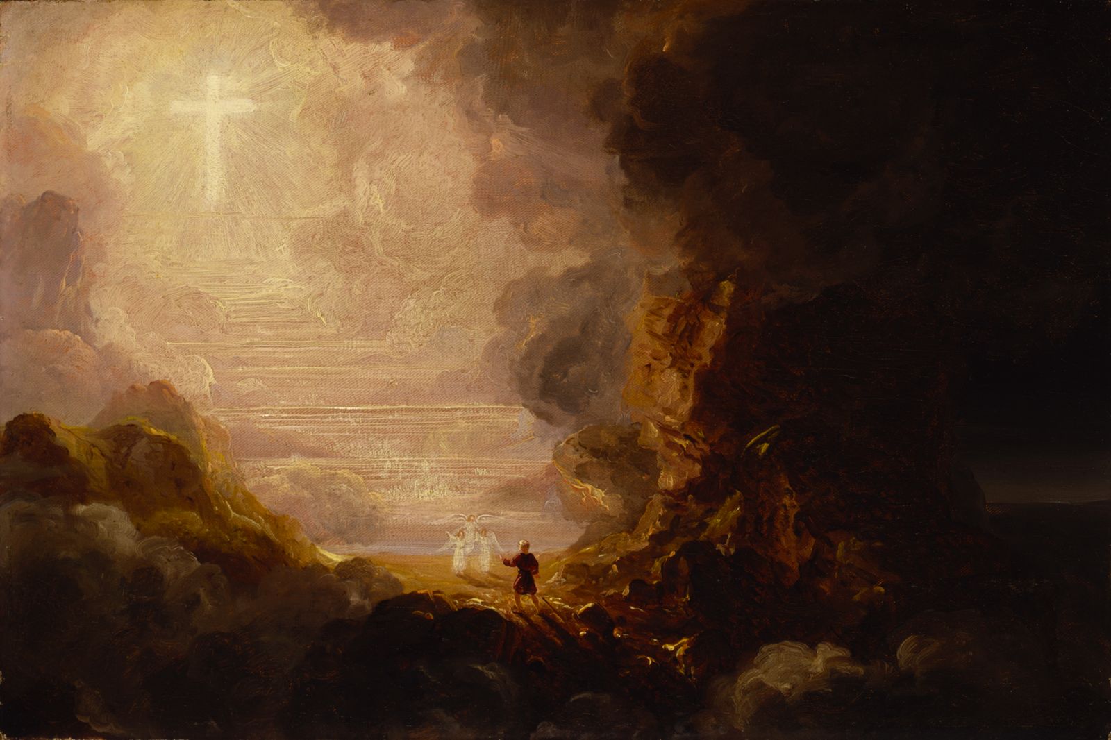 The Pilgrim of the Cross at the End of His Journey (study for series, The Cross and the World) by Thomas Cole